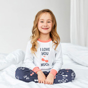 Піжама з інтерлоку для дівчинки Бембі ПЖ53 біла з синім