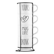 Набір керамічних чашок на підставці 4х320 мл Ardesto AR3095S білий