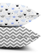 Набір наволочок Cosas Crown Blue / Zigzag Grey