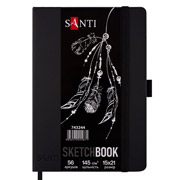 Скетчбук для графіки 15х21 см 56 л тверда обкладинка Santi 743244 чорний