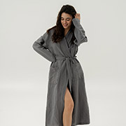 Жіночий халат-кімоно Madrida льон-бавовна Lotus Home сірий