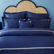 Постільна білизна MieCasa сатин Milano lacivert-bej синій-бежевий