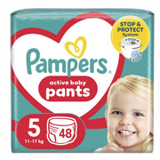 Підгузки-трусики дитячі 11-17 кг розмір 5 48 шт Active Baby-Pants Junior Pampers 8006540069325