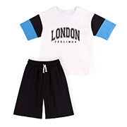 Костюм для хлопчика КС794 футболка і шорти Бембі супрем 1Y0-біло-чорний