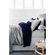 Комплект постільної білизни MirSon 0001 + 4052 Morning sea Молочний і Темно-синій