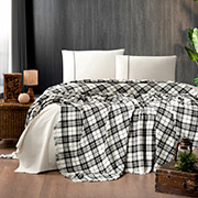 Спальний комплект Plaid black First choice плед, простирадло і наволочки