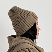 Шапка в'язана тепла Wool Art Knit горіхова