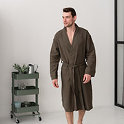 Чоловічий халат Duna M61 фактурний муслін Cosy хакі