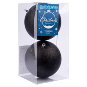 Набор елочных шаров 2 шт 12 см Novogod'ko 974432 черный глиттер
