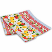 Вафельний кухонний рушник Весняні квіти 3 Руно блакитний