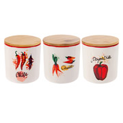 Набір банок для сипучих з бамбуковою кришкою 3 предмети 10х11 см 620 мл Hot vegetables Lefard 940-291