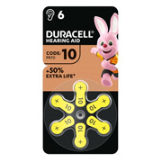 Батарейки для слухових апаратів Duracell розмір 10, 6 шт. в упаковці