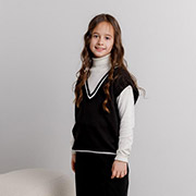 Жилетка в'язана для дівчинки Art Knit чорна з білою смужкою