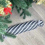 Декоративна новорічна подушка-цукерка Прованс срібло