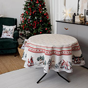 Скатертина новорічна гобеленова кругла Snowfall Прованс