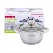 Каструля з кришкою 1.5л з нержавіючої сталі та порожнистими ручками для індукції та газу Kamille 4910