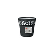 Горщик пластиковий круглий з автополивом Opera Cloe 15 см Stefanplast 94003 графіт-сірий