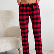 Штани піжамні жіночі P-F22P фланель Cosy червоно-чорні в клітинку
