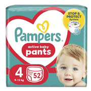 Подгузники-трусики детские 9-15 кг размер 4 52 шт Active Baby-Pants Maxi Pampers 8006540069264