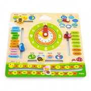 Деревянный календарь Viga Toys с часами на английском языке 44538