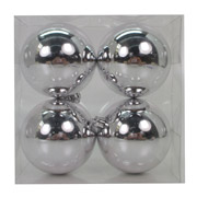 Набор елочных шаров 8 см 4 шт Novogod'ko 974908 серебро глянец