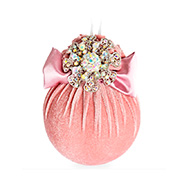Елочный шар с серебряной брошью Розовая жемчужина 10см Lefard 085-002