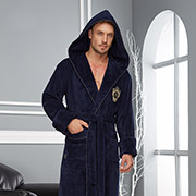 Халат чоловічий довгий з капюшоном Nusa NS-2955 синій