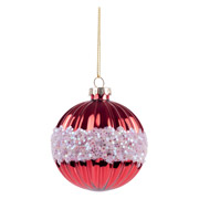 Куля новорічна 8 см Novogod'ko 973846 червона глянець орнамент