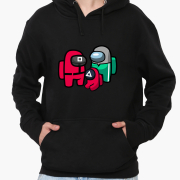 Худі чоловічий Амонг Ас та Гра в кальмара Among Us and Squid Game MobiPrint 9225-3380 чорний