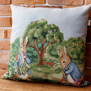 Подушка декоративна гобеленова Пара зайців Галявина Прованс