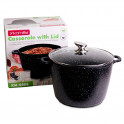 Каструля алюмінієва із кришкою 28х20 см Kamille 4408 чорний мармур