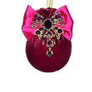 Ялинкова куля з фіолетовим бантом Бордова феєрія 8см Lefard 085-104