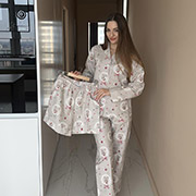 Жіноча піжама-трійка Магія Різдва поплін PP01 сорочка-штани-шорти Cosy
