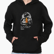 Худі чоловічий Космонавт із ракетою MobiPrint 9225-2026 чорний