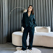 Жіноча піжама Бруклін F231P01 сорочка та штани Cosy фланель клітинка зелено-синя