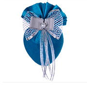 Елочное украшение сердце с двойным бантом Бирюзовая подвеска Lefard 085-175