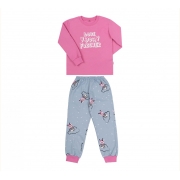 Піжама утеплена з байки для дівчинки Бембі PG55 блакитно-рожева