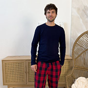 Чоловіча піжама Глен F220PL20/1 лонгслів і штани Cosy червоно-синя