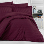 Комплект постільної білизни Selena Сатин Stripe Марсала 310051