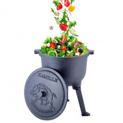 Казан чавунний 4л з кришкою на ніжках для приготування їжі на вогні та плиті Kamille 4800V