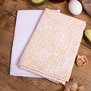 Набір із 2 вафельних кухонних рушників 607 White beige Mirson