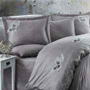 Постільна білизна з сатину з мереживом Safir antrasit Dantela Vita антрацит