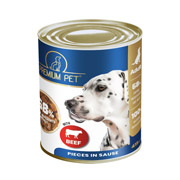 Корм ​​полнорационный для взрослых собак Кусочки в соусе с говядиной 415 г Premium Pet 4820255194943