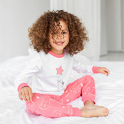 Піжама з інтерлоку для дівчинки Бембі ПЖ53 131-біла з рожевим