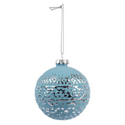 Куля новорічна 8 см Novogod'ko 973850 блакитна матова орнамент