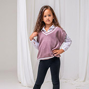 Жилетка для дівчинки Прованс рожева з білою смужкою