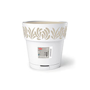 Горщик пластиковий круглий з автополивом Opera Gaia 25 см Stefanplast 88500 білий-травертин