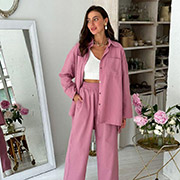 Штани бавовняно-лляні Прованс попіл троянди