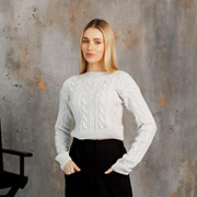 Кроп-джемпер жіночий в'язаний Ассоль Art Knit білий з люрексом