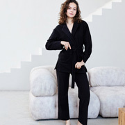 Піжама жіноча флісова Mishki x Podushka.UA чорна